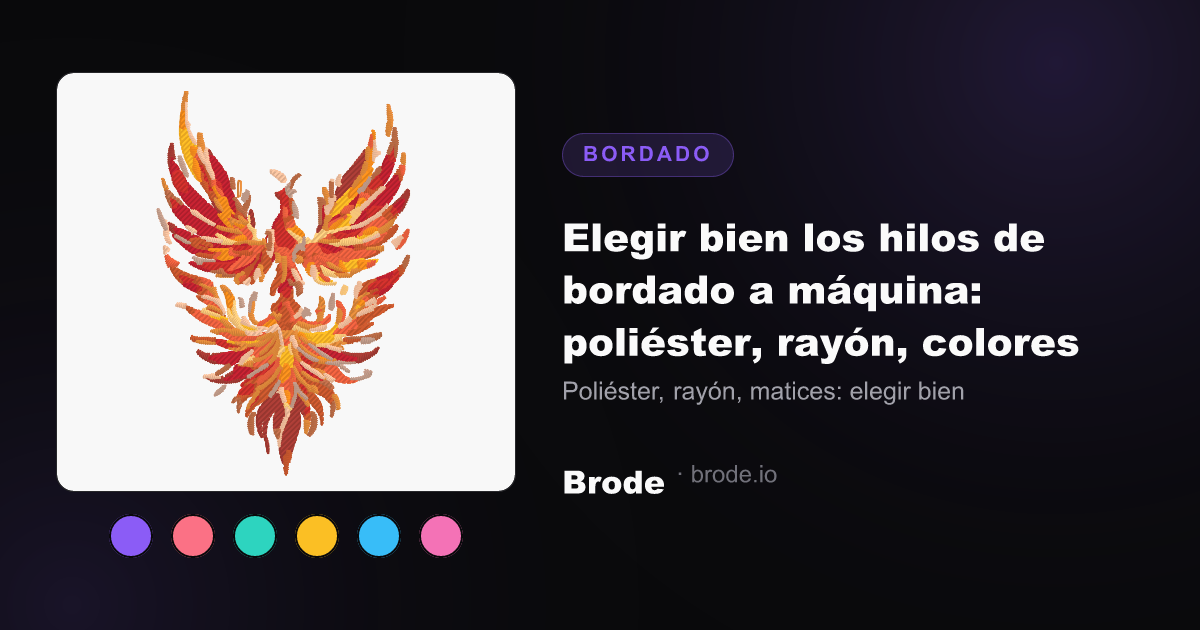 Cinco carretes de hilo Madeira Polyneon de colores vivos con sus números de referencia