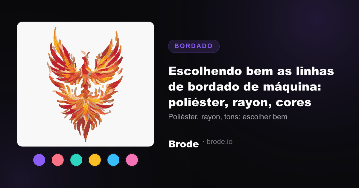 Cinco carretéis de linha Madeira Polyneon de cores vivas com seus números de referência