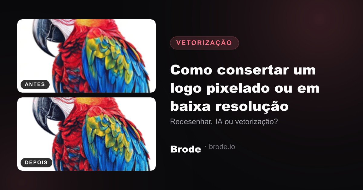 Zoom ×8 comparando um logo de dragão pixelado e sua versão vetorizada de curvas suaves
