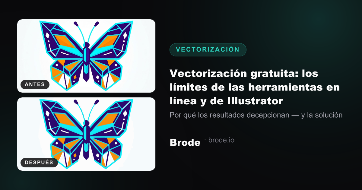 Antes/después de la vectorización: PNG pixelado a la izquierda, vectorización SVG limpia a la derecha