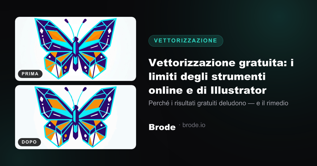 Prima/dopo vettorizzazione: PNG sgranato a sinistra, vettorizzazione SVG pulita a destra