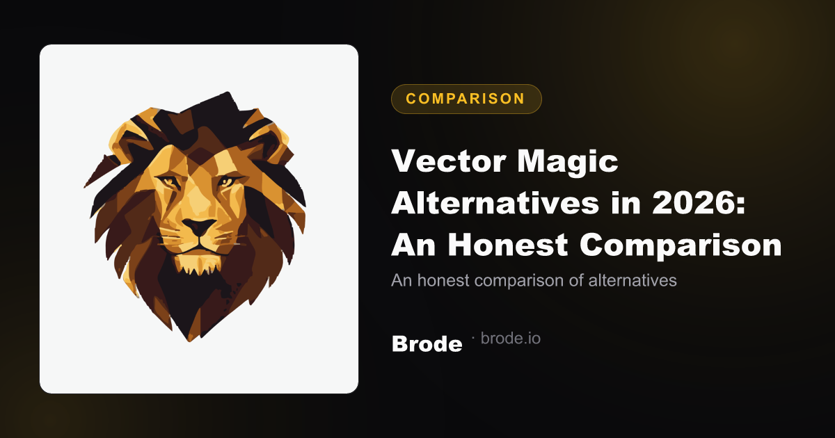 Two-column comparison: Vector Magic facts on the left, Brode advantages checked in violet on the right