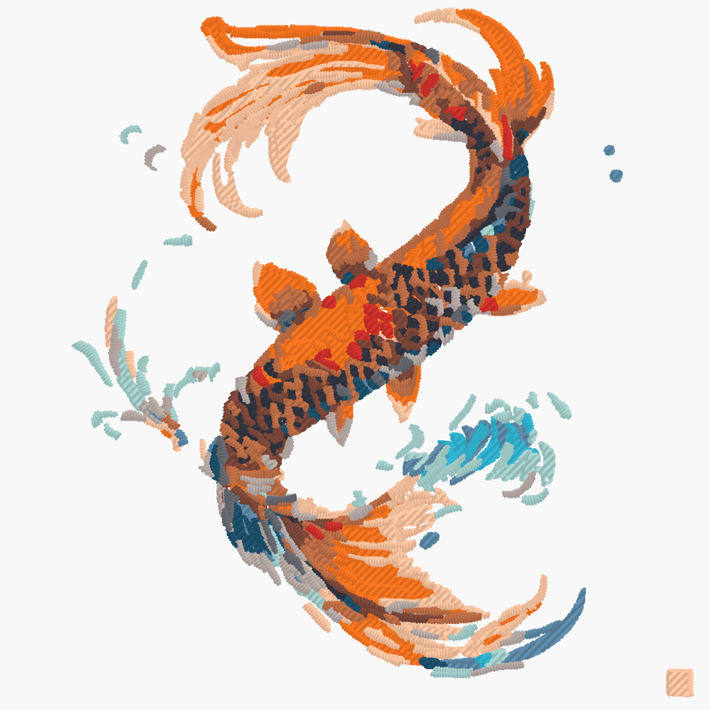 Koi fish · 12 Madeira threads · 35,771 stitches