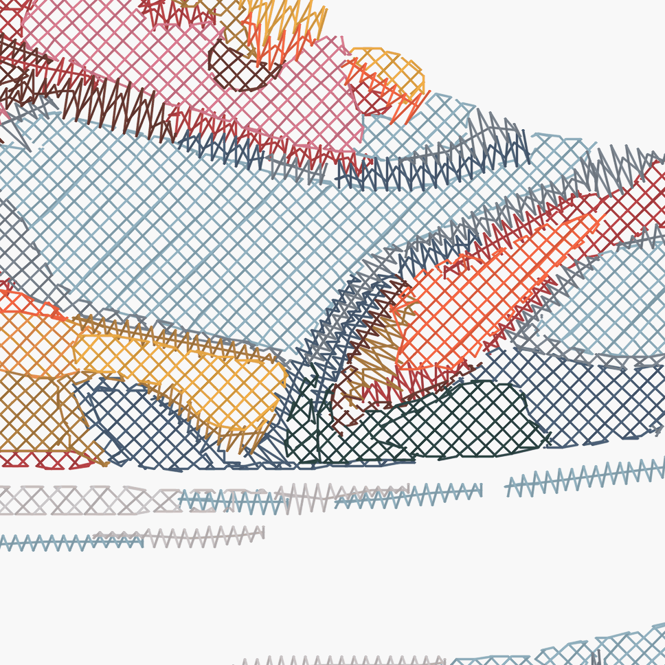 Sneaker — close-up on the embroidery threads